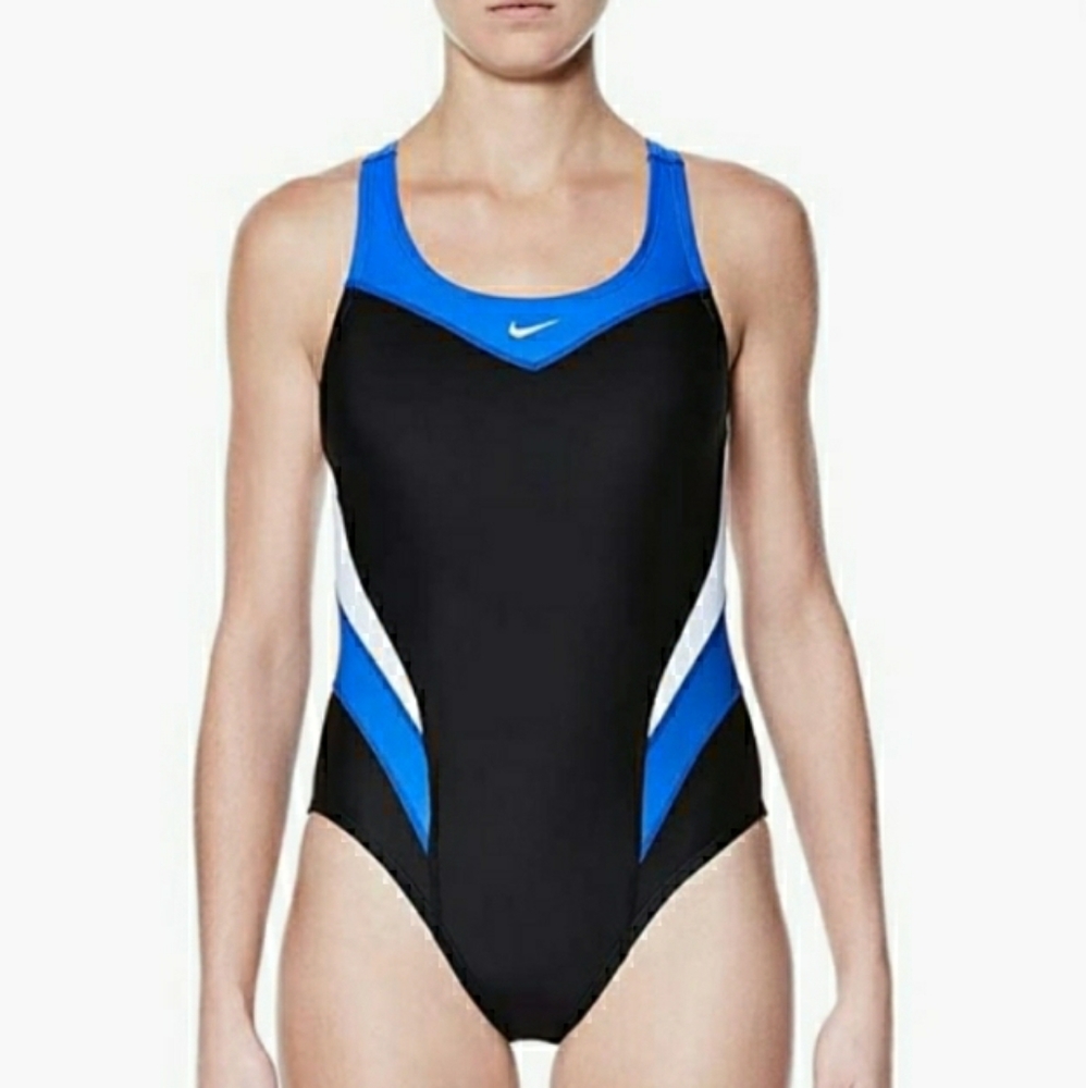 Nike  Victory Color Block Power Back Tankl One Piece Training Swimsuit Sz 8